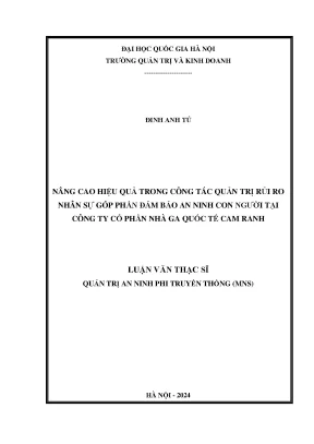 Nâng cao hiệu quả trong công tác quản trị rủi ro nhân sự góp phần đảm bảo an ninh con người tại công ty cổ phần nhà ga quốc tế cam ranh