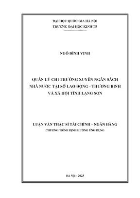 Quản lý chi thường xuyên ngân sách nhà nước tại sở lao động thương binh và xã hội tỉnh lạng sơn