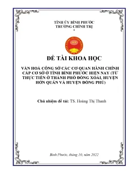 Đề tài khoa họcvăn hoá công sở các cơ quan hành chínhcấp cơ sở ở tỉnh bình phước hiện nay từthực tiễn ở thành phố đồng xoài