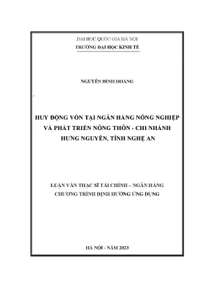 Huy động vốn tại ngân hàng nông nghiệp và phát triển nông thôn chi nhánh hưng nguyên tỉnh nghệ an