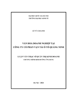 Văn hóa doanh nghiệp tại công ty cổ phần vận tải ô tô quảng ninh