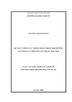 Quản lý nhân lực trong hoạt động bảo dưỡng tại công ty tnhh mtv kỹ thuật máy bay
