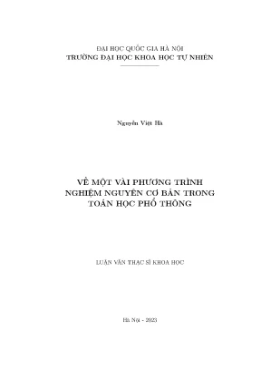Về một vài phương trình nghiệm nguyên cơ bản trong toán học phổ thông