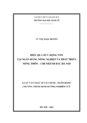 Hiệu quả huy động vốn của ngân hàng nông nghiệp và phát triển nông thôn việt nam chi nhánh bắc hà nội