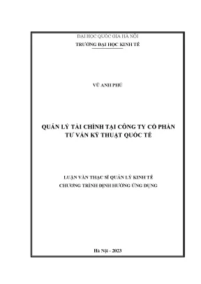 Quản lý tài chính tại công ty cổ phần tư vấn kỹ thuật quốc tế