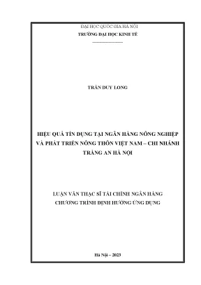 Hiệu quả tín dụng tại ngân hàng nông nghiệp và phát triển nông thôn việt nam chi nhánh tràng an hà nội