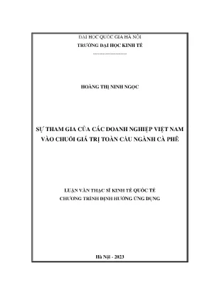 Sự tham gia của các doanh nghiệp việt nam vào chuỗi giá trị toàn cầu ngành cà phê