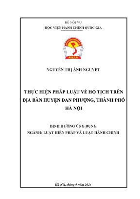 Thực hiện pháp luật về hộ tịch trên địa bàn huyện đan phượng thành phố hà nội