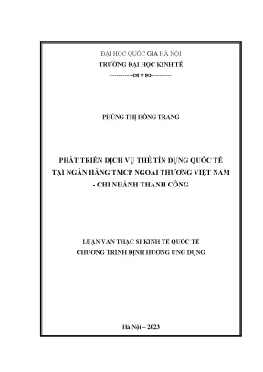 Phát triển dịch vụ thẻ tín dụng quốc tế tại ngân hàng tmcp ngoại thương việt nam chi nhánh thành công
