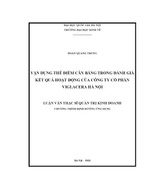 Vận dụng thẻ điểm cân bằng trong đánh giá kết quả hoạt động của công ty cổ phần viglacera hà nội