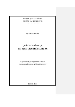 Quản lý nhân lực tại bệnh viện phổi nghệ an