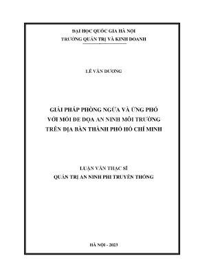 Giải pháp phòng ngừa và ứng phó với mối đe dọa an ninh môi trường trên địa bàn thành phố hồ chí minh