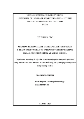 Luận văn thạc sĩ phương pháp giảng dạy tiếng anh adapting reading tasks in the new english textbook 10 i learn smart world to enhance students reading skills an action study at a high school