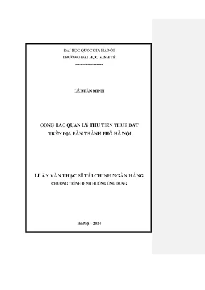 Công tác quản lý thu tiền thuê đất trên địa bàn thành phố hà nội