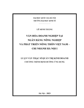 Văn hóa doanh nghiệp tại ngân hàng nông nghiệp và phát triển nông thôn việt nam chi nhánh hà nội i