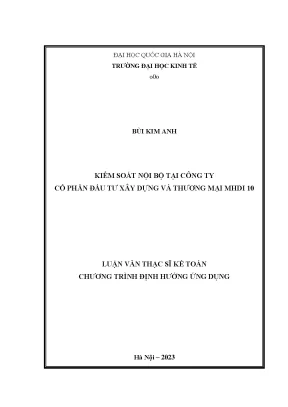 Kiểm soát nội bộ tại công ty cổ phần đầu tư xây dựng và thương mại mhdi 10