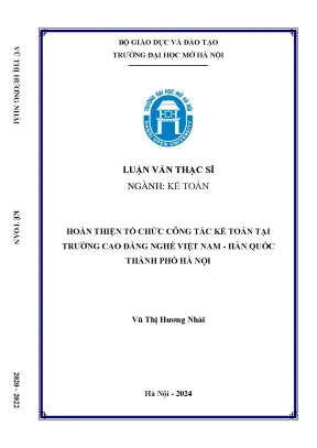 Hoàn thiện tổ chức công tác kế toán tại trường cao đẳng nghề việt nam hàn quốc thành phố hà nội