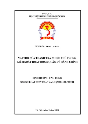 Vai trò của thanh tra chính phủ trong kiểm soát hoạt động quản lý hành chính