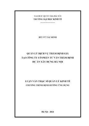 Quản lý dịch vụ thẩm định giá tại công ty cổ phần tư vấn thẩm định dự án xây dựng hà nội