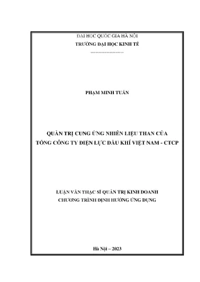 Quản trị cung ứng nhiên liệu than tại tổng công ty điện lực dầu khí việt nam ctcp