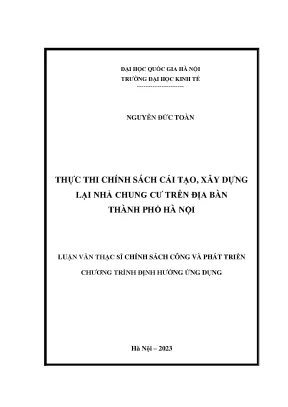 Thực thi chính sách cải tạo xây dựng lại nhà chung cư trên địa bàn thành phố hà nội
