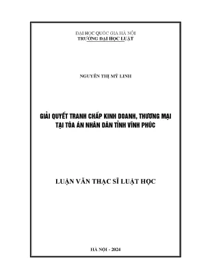 Giải quyết tranh chấp kinh doanh thương mại tại tòa án nhân dân tỉnh vĩnh phúc