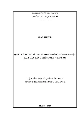 Quản lý dự phòng rủi ro khách hàng doanh nghiệp tại ngân hàng phát triển việt nam