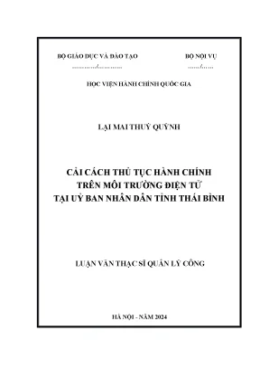 Cải cách thủ tục hành chính trên môi trường điện tử tại uỷ ban nhân dân tỉnh thái bình