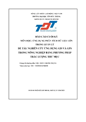Đề tài nghiên cứu ứng dụng gis và gps trong nông nghiệp bằng phương pháp trắc lượng thư mục