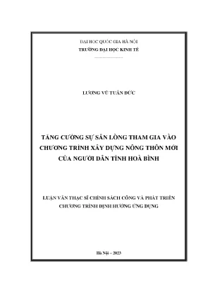 Tăng cường sự sẵn lòng tham gia vào chương trình xây dựng nông thôn mới tại tỉnh hoà bình