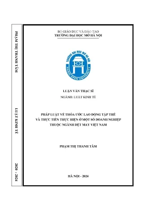 Pháp luật về thỏa ước lao động tập thể và thực tiễn thực hiện ở một số doanh nghiệp thuộc ngành dệt may việt nam