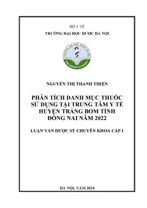 Phân tích danh mục thuốc sử dụng tại trung tâm y tế huyện trảng bom tỉnh đồng nai năm 2022