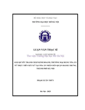 Giải quyết tranh chấp kinh doanh thương mại bằng tòa án từ thực tiễn xét xử tại tòa án nhân dân quận hai bà trưng thành phố hà nội