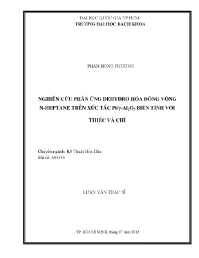 Luận văn thạc sĩ kỹ thuật hóa dầu nghiên cứu phản ứng dehydro hóa đóng vòng n hptane trên xúc tác pt