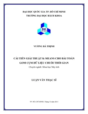 Luận văn thạc sĩ khoa học máy tính cải tiến giải thuật k means cho bài toán gom cụm dữ liệu chuỗi thời gian