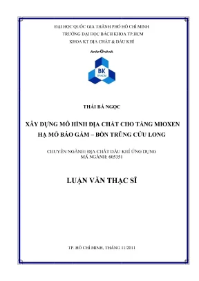 Luận văn thạc sĩ địa chất dầu khí ứng dụng xây dựng mô hình địa chất cho tầng mioxen hạ mỏ báo gấm bồn trũng cửu long