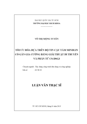 Luận văn thạc sĩ kỹ thuật xây dựng tối ưu hóa dựa trên độ tin cậy tấm mindlin có gân gia cường bằng giải thuật di truyền và phần tử cs dsg3