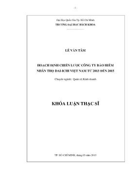 Luận văn thạc sĩ quản trị kinh doanh hoạch định chiến lược công ty bảo hiểm nhân thọ dai ichi việt nam từ 2013 đến 2015