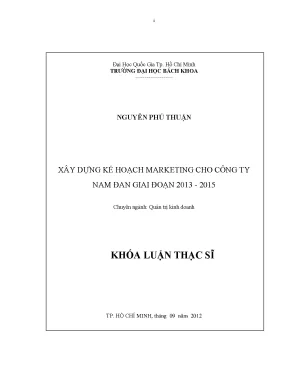 Luận văn thạc sĩ quản trị kinh doanh xây dựng kế hoạch marketing cho công ty nam đan giai đoạn 2013 2015