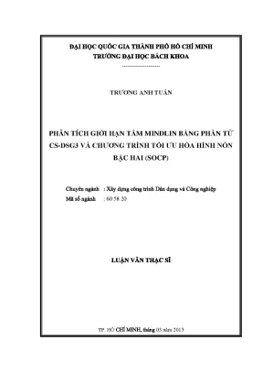 Luận văn thạc sĩ kỹ thuật xây dựng phân tích giới hạn tấm mindlin bằng phần tử cs dsg3 và chương trình tối ưu hóa hình nón bậc hai socp