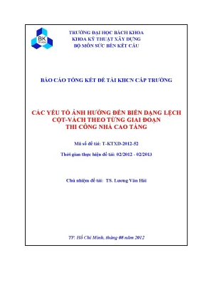 Đề tài nghiên cứu khoa học cấp trường các yếu tố ảnh hưởng đến biến dạng lệch cột vách theo từng giai đoạn thi công nhà cao tầng