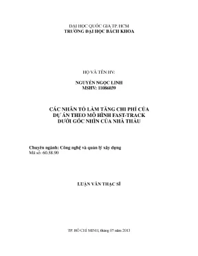 Luận văn thạc sĩ quản lý xây dựng các nhân tố làm tăng chi phí dự án theo mô hình fast track dưới góc nhìn nhà thầu