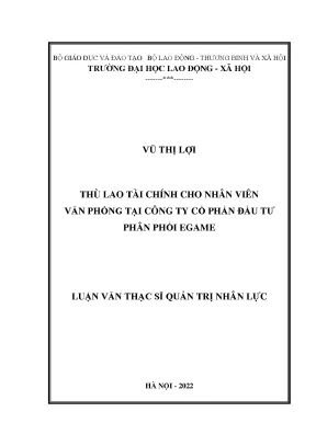 Thù lao tài chính tại công ty cổ phần đầu tư và phân phối egame
