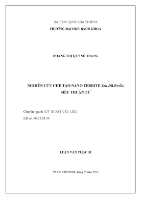 Luan van thac si ky thuat vat lieu nghien cuu che tao vat lieu nano ferrite zn1 xnixfe2o4 sieu thuan tu
