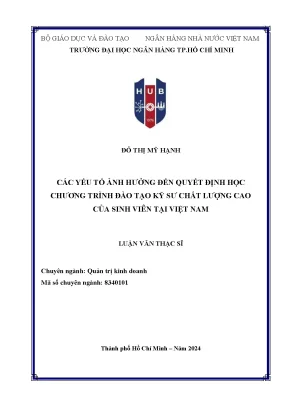 Các yếu tố ảnh hưởng đến quyết định học chương trình đào tạo kỹ sư chất lượng cao của sinh viên tại việt nam