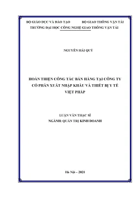 Hoàn thiện công tác bán hàng tại công ty cổ phần xuất nhập khẩu và thiết bị y tế việt pháp