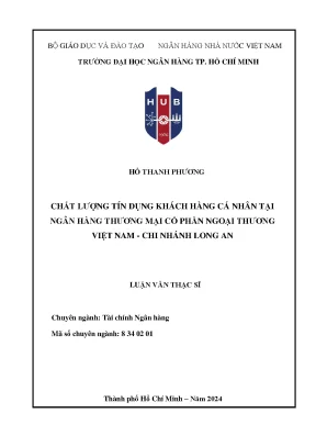 Chất lượng tín dụng khách hàng cá nhân tại ngân hàng thương mại cổ phần ngoại thương việt nam chi nhánh long an