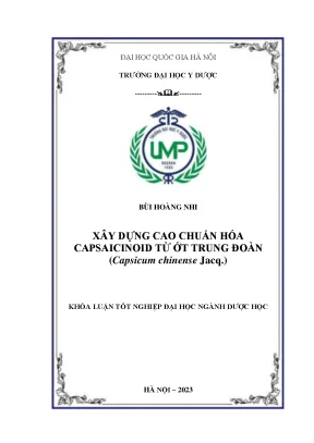 Xây dựng cao chuẩn hóa capsaicinoid từ cây ớt trung đoàn capsicum chinense jacq