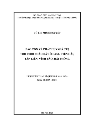 Bảo tồn và phát huy giá trị trò chơi pháo đất ở làng tiền hải tân liên vĩnh bảo hải phòng