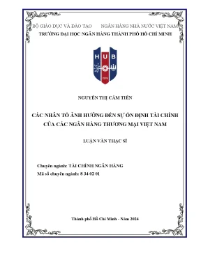 Các nhân tố ảnh hưởng đến sự ổn định tài chính của các ngân hàng thương mại việt nam